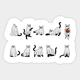 Cute Ghost Cat Funny Halloween Outfit Costumes Sticker